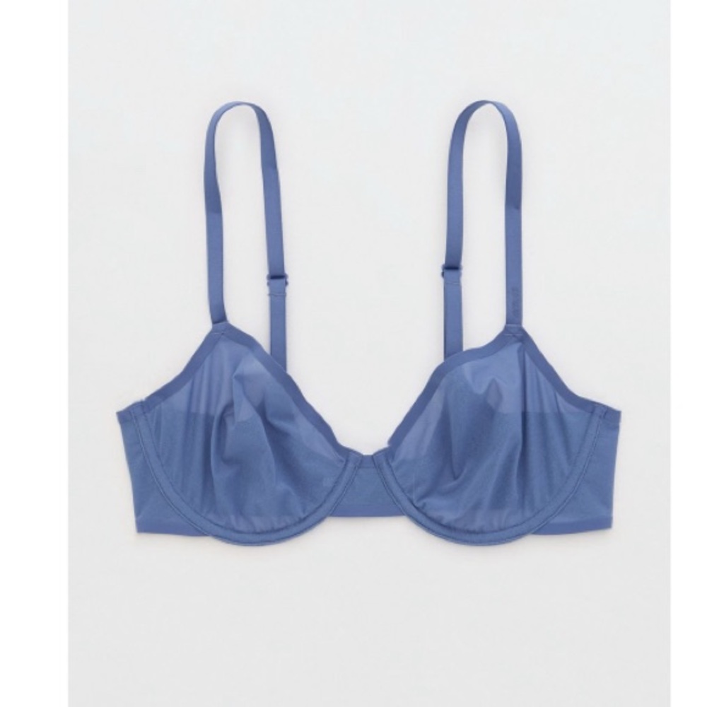 Aerie Marbled Blue Underwire Bra with Adjustable Straps